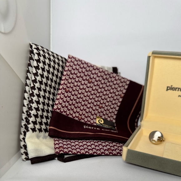Pierre Cardin Cufflinks & Pocket Square Set of 3 Mens Accessories original Box - Picture 7 of 8